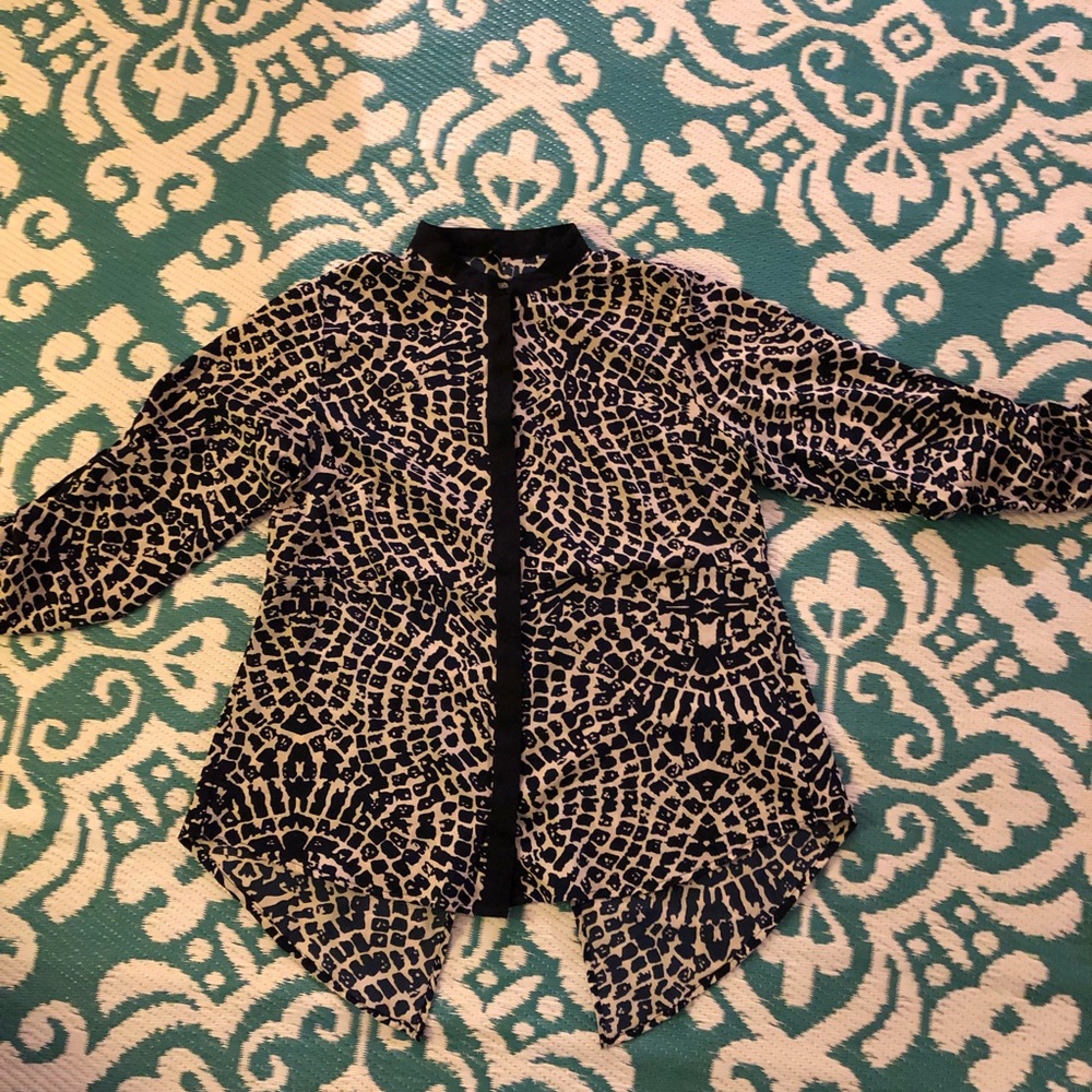 Misoka navy blue print blouse - Picture 2 of 5